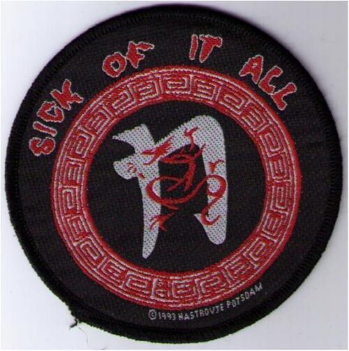 SICK OF IT ALL - CIRCULAR. Tygmärke Officiellt från 1993 Samlarobjekt