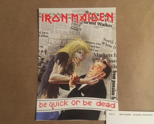 IRON MAIDEN - Vykort 1st DG174 - BE QUICK OR BE DEAD. c1992 p1993 Samlarobjekt