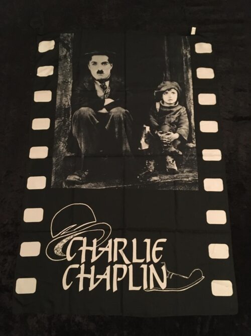 Film flagga - Charlie Chaplin mycket ovanlig gammal posterflag från 80-talet