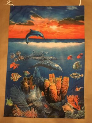 Delfiner (Dolphins in sunset) Posterflagga Tyg affisch Samlarobjekt 1996 (**333>)