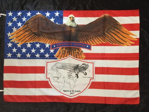USA - AMERICAN LEGEND - 1927 Charles Lindbergh Poster flagga Samlarobj. 80-talet - Bild 2