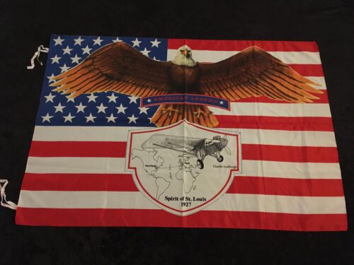 USA - AMERICAN LEGEND - 1927 Charles Lindbergh Poster flagga Samlarobj. 80-talet