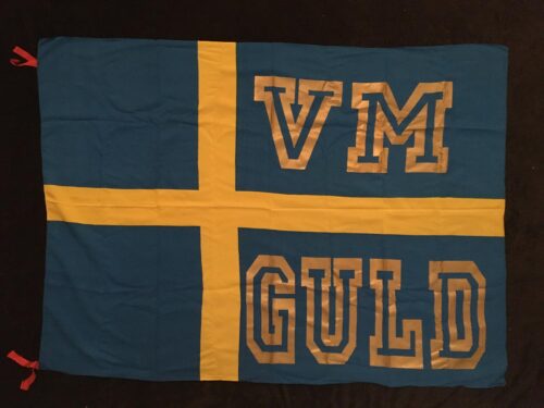 VM GULD Sverige Flagga Posterflagga Big Size 123 x90cm Samlarobjekt RARE ovanlig