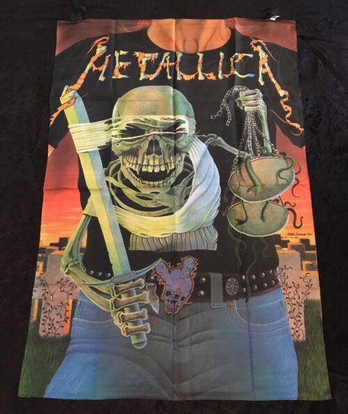 METALLICA - SKELETON  SWORD & SNAKES Poster flagga Samlarobjekt från 1992 - Bild 2