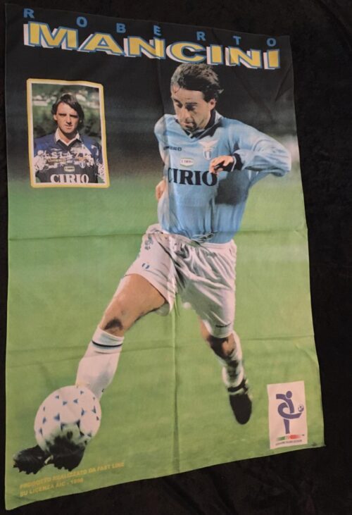 Fotbolls flagga MANCINI ROBERTO (tyg-affish) från 1998 i nytt skick Samlarobjekt - Bild 5
