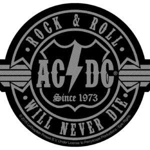 AC/DC - ROCK N ROLL WILL NEVER DIE CUT-OUT. Tygmärke (*2-4v.)