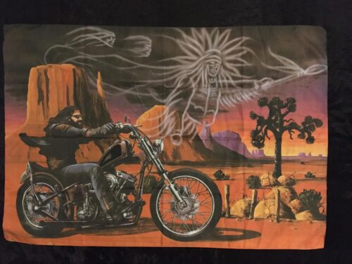 Harley - Chopper in Desert Indian Country Poster flagga Samlarobj. från 80-talet - Bild 2