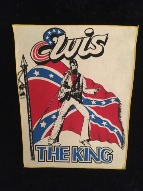 ELVIS PRESLEY - REBEL FLAG THE KING Ryggmärke från 80-talet SAMLAROBJEKT 36x31cm