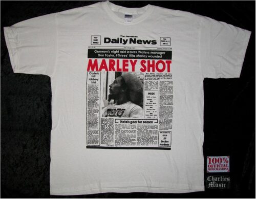 BOB MARLEY - SHOT news. XL Officiell  T-shirt Samlarobjekt