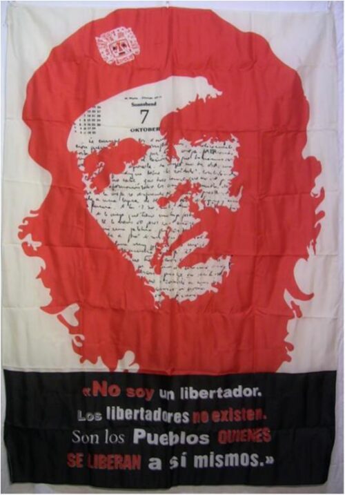 Che Guevara (face text) flagga tygaffisch