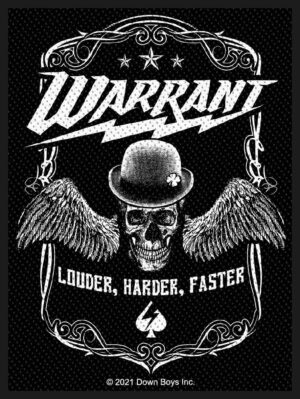 WARRANT - LOUDER HARDER FASTER. Tygmärke