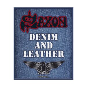SAXON - DENIM & LEATHER. Tygmärke
