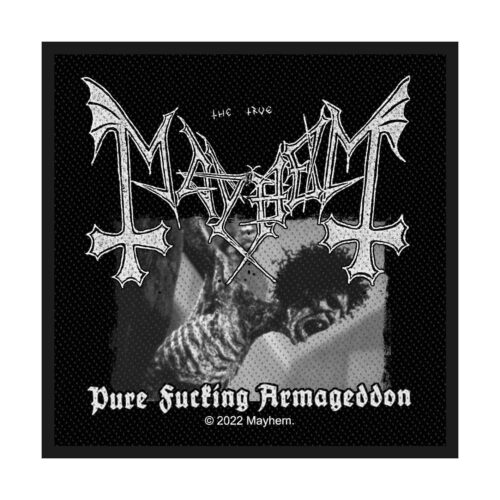 MAYHEM - PURE FUCKING ARMAGEDDON. Tygmärke