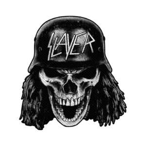 SLAYER - WEHRMACHT SKULL CUT OUT. Tygmärke